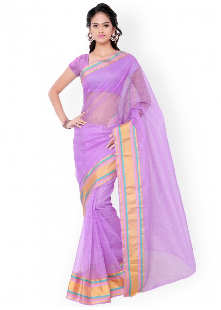 7 Colors Lifestyle Lavender Supernet and Dupion Traditional Saree